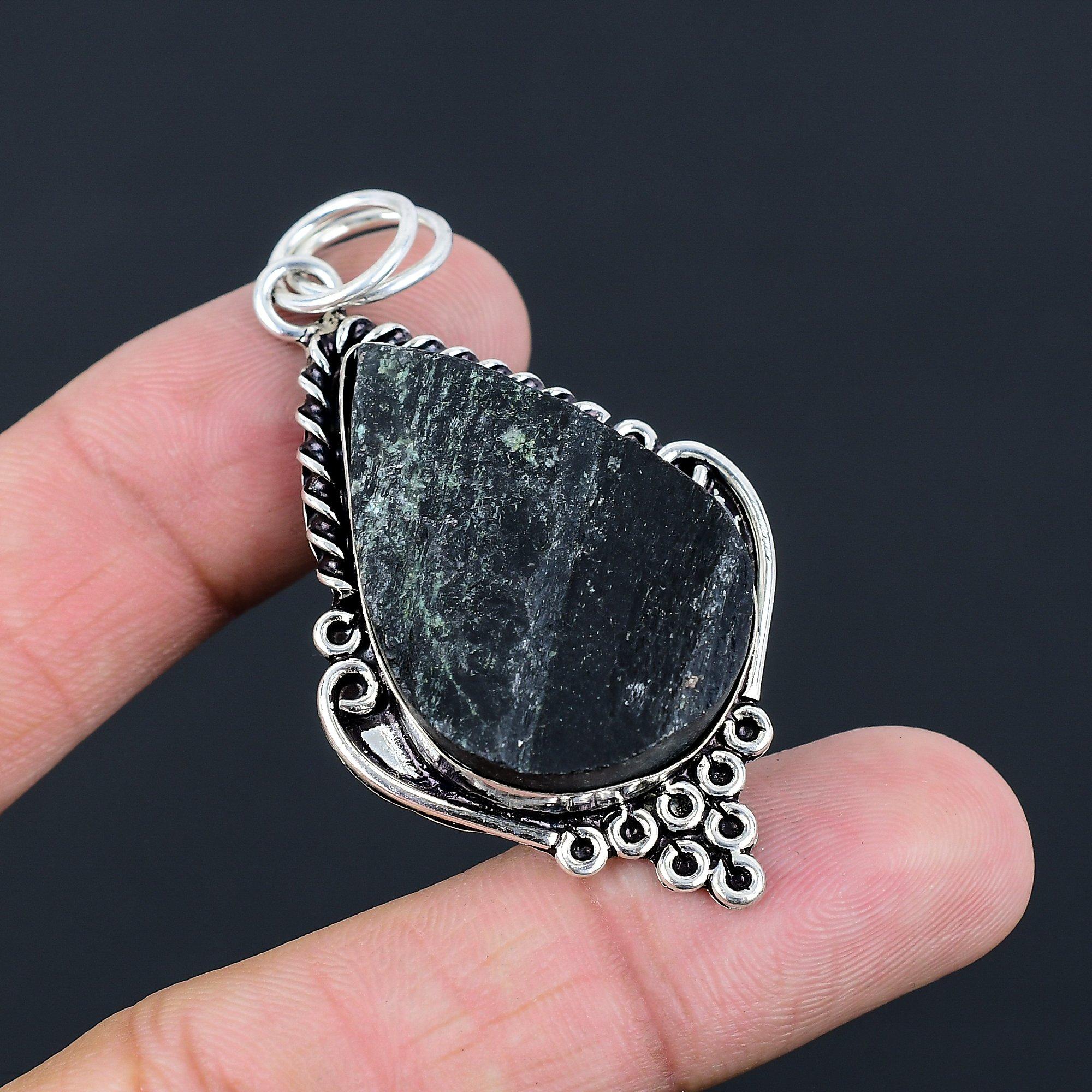 

925 Silver Kyanite Rough Stone Bezel Anniversary Sister Artisan Pendant Jewelry