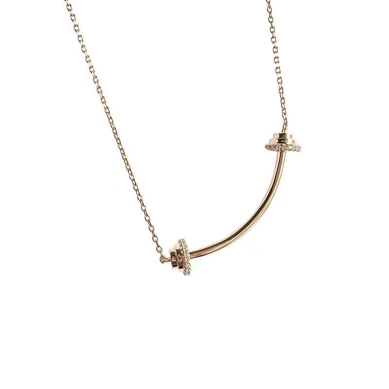 Barbell Smile Necklace: Women s Luxury 2023 High-End Fashion Collarbone Chain