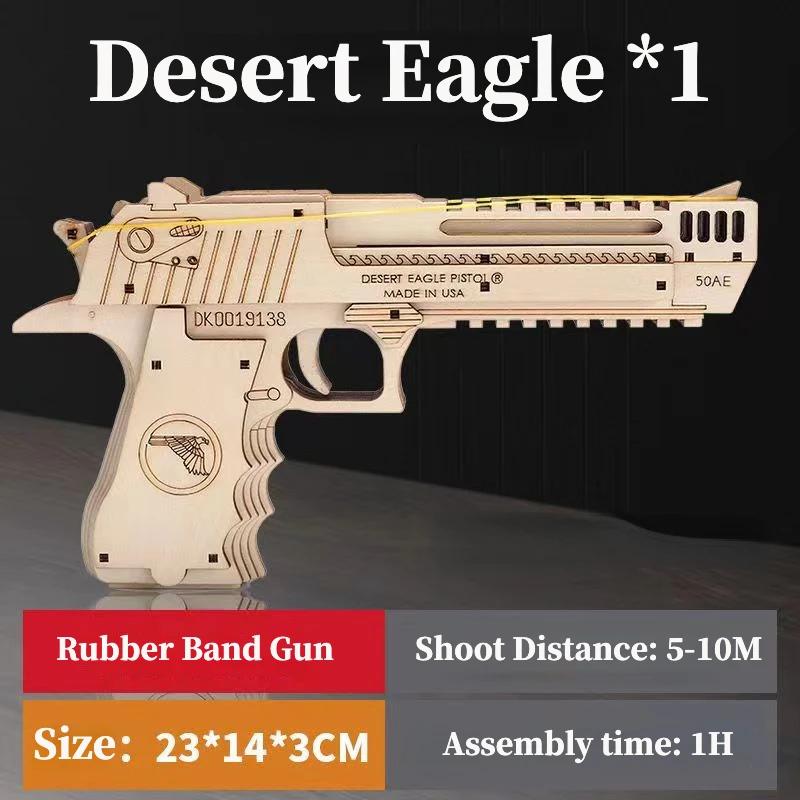 3D Drewniane Mechaniczne Pistolety Strzelające Modele Klocki do Zbudowania Zmontuj Sport na Świeżym Powietrzu Zabawka Puzzle Dla Dzieci Kreatywny Prezent