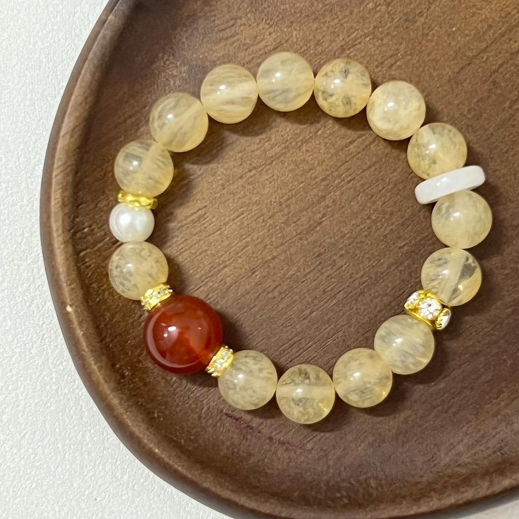 Crystal Beaded Bracelet for Women Handmade 10mm Round Beads Natural Stone Stretch Bangle DIY Jewelry Gifts