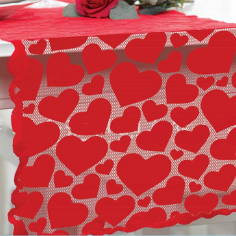 Valentines Day Table Cover Lace Tablecloth Wedding Red Heart Table Runner Table Decoration