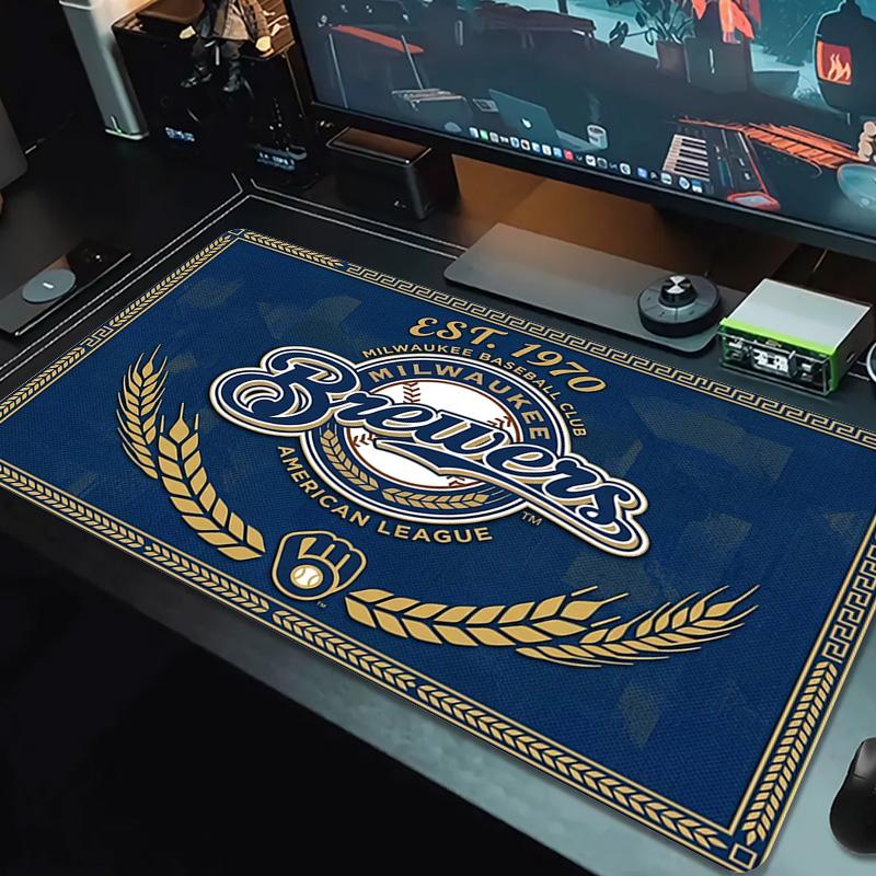 Milwaukee Brewers Farbiges Mauspads Großes Gaming-Tischkissen Rutschfestes Laptop-Tablet Großes Mauspads XXL Matte Mini-PC-Spielmatte Mit Verriegeltem Rand
