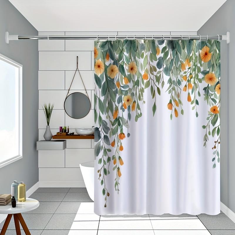 

1 Polyester Floral Shower Curtain, Machine Washable, Suitable For All Seasons, Artistic Design With Hooks, Polyester Fabric W60H190(CM)-1 Pcs