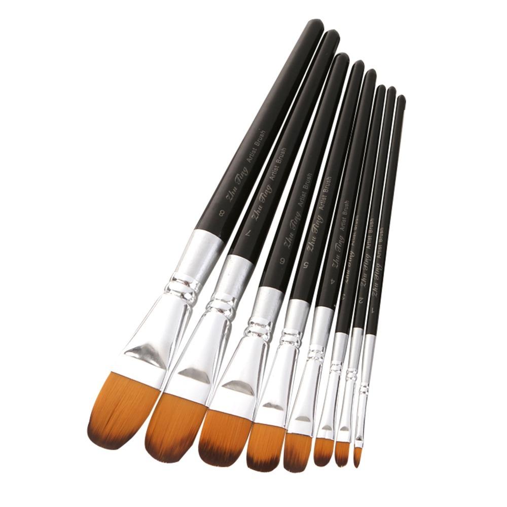 8Pcs Multipurpose Paintbrushes Flat Shape Paint Brushes Professional Paint Brushes Set Artists