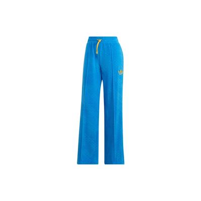 Originals Velours Trainingshose mit gesticktem Kleeblatt-Logo und elastischer Slim-Fit-Passform für Damen, blau IB2048