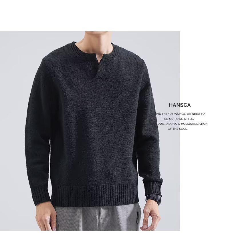 Autumn/Winter 2025 Men's Solid Color Round Neck Sweater - Soft, Youthful, Versatile Knitwear