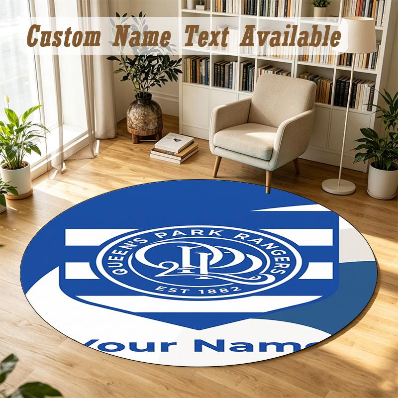 Round Rug Custom NameQueens Park Rangers FC Pattern Non Slip Carpet Home Floor Decor