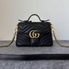 [Gebraucht] Chevron Leder GG Marmont Mini Top-Handle Tasche 'Nero' - Ausgezeichnet #34V3BJ