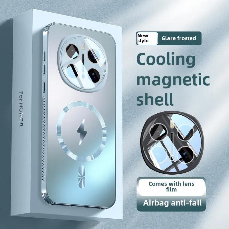 Magnetic Phone Case for Honor Magic 7 Pro, Heat Dissipation Matte Cover, Full Protection, Anti-Fall, Lens Protector