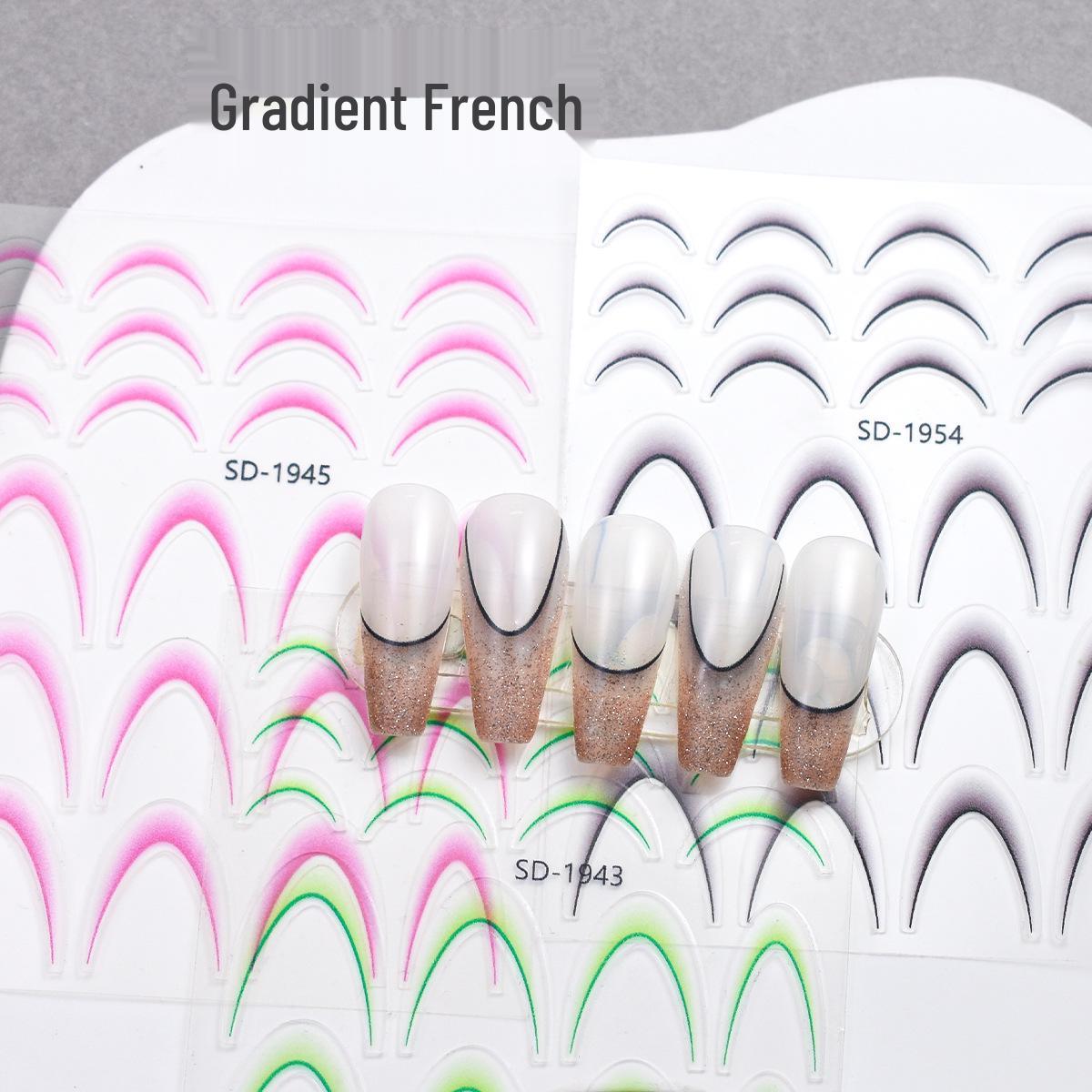 

Nail Art Gradient Crescent French Stickers - Ultra-Thin Smile Arc Nail Decals