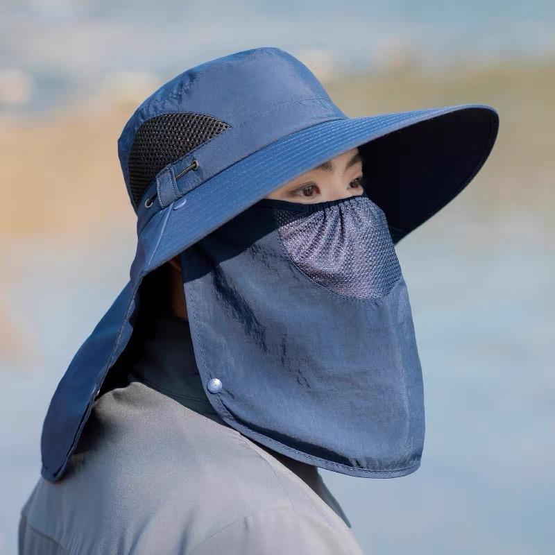 Bucket Hat Men'S Summer Uv Protection Outdoor Travel Visor Hat Fishing Face Visor Sun Hat Big Brim Sun Hat