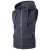 Men's Spring and Autumn Hooded Zipper Sleeveless Sweatshirt Youth Solid-Color Slim-Fit Handsome Jacket