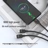 PISEN 6A 66W Schnelllade-3-in-1-Datenkabel für Apple, Typ-C, Android