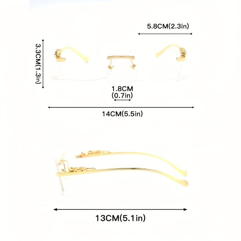 Rimless Sunglasses Small Rectangle Shape Frame Fashion UV Protection Glasses for Women Men Gradient Clear Lens Eyewear