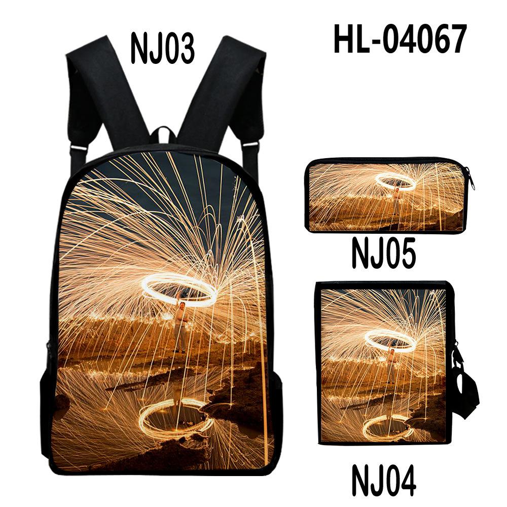 Iconic Distinctive Black Rock Shooter 3D Design 3pcs/Set Learner Bags Everyday Laptop Everyday Backpack Sling Carry Tote Pencil Pouch