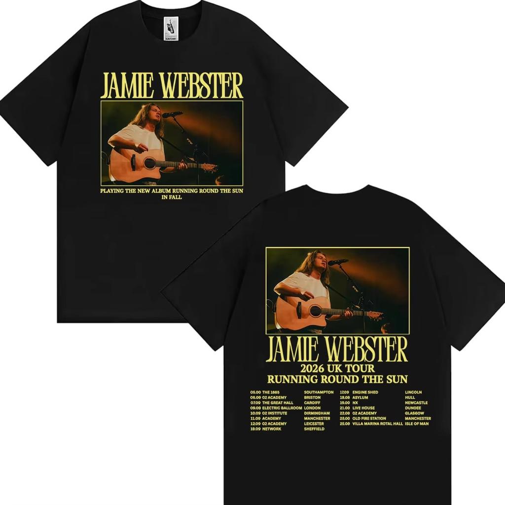 2026 Hot Sale Summer Jamie Webster Running Round The Sun 2026 UK Tour T Shirt Y2K Men Women Vintage Hip Hop Streetwear T-shirt