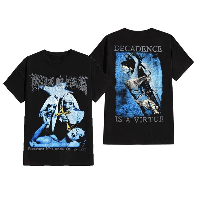 Retro Cradle of Filth Band's Extreme Gothic Black Metal Rock Dark American Short-sleeved T-shirt