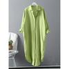 Camicia da donna taglia forte primaverile e autunnale con protezione solare, camicia a taschino media lunga casual ampia