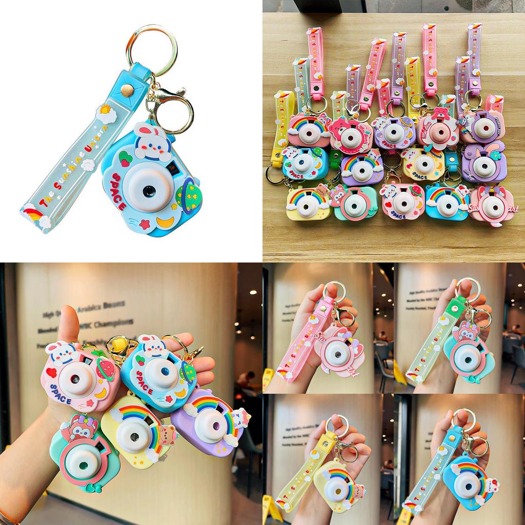 Adorable Cartoon Projection Camera Keychain Charming Gift For Students And Car Owners