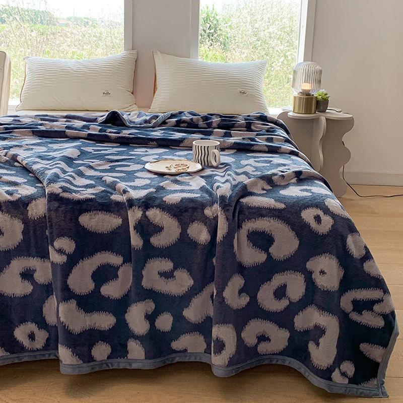 Flannel Fleece Blanket for Beds Reactive Printed Thicken Warm Blankets for Winter Single/Queen/King Size Plaids for Sofa Blanket