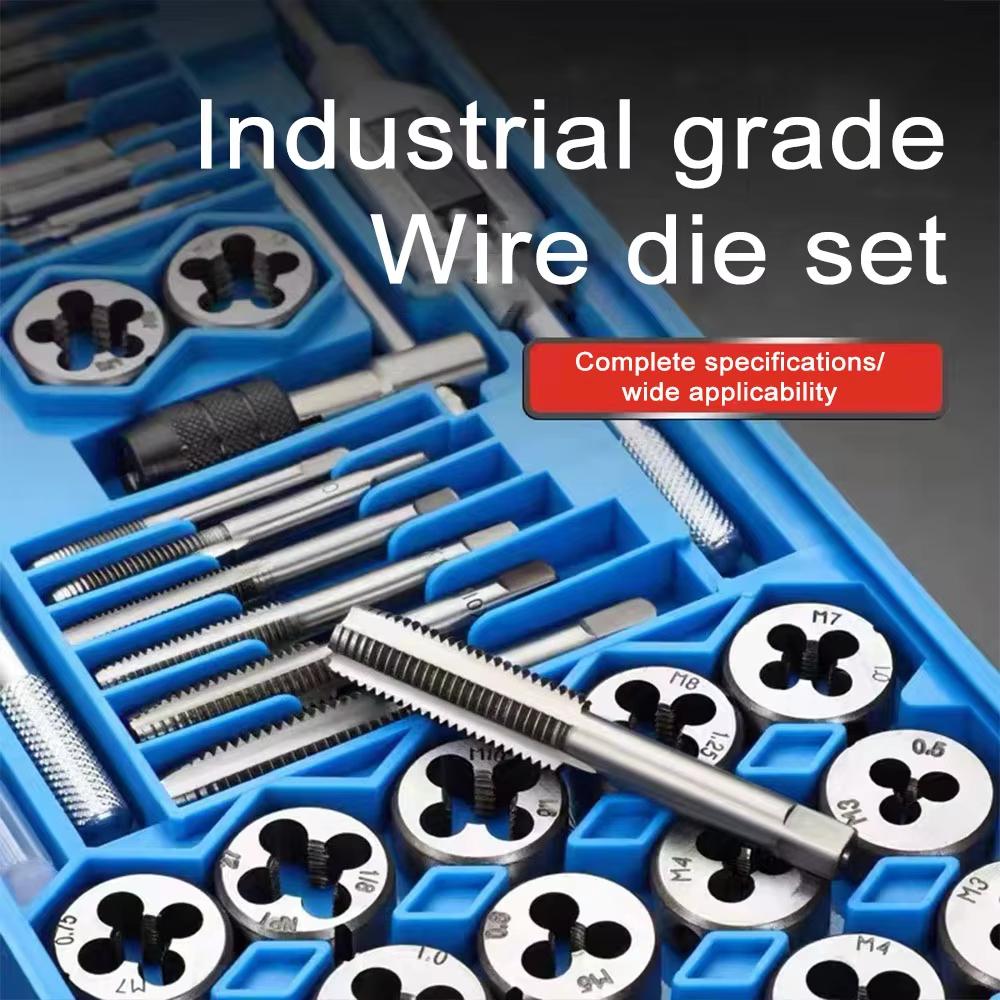 40 PC Tap Die Set Professional Hand Tools for Thread Repair Includes Tap Wrench