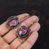 Natürlicher Kingman Pink Dahlie Türkis Ohrring Kupferdraht gewickelt Ohrring Handarbeit Ohrring Kupferdraht Schmuck Edelstein Ohrring Geschenk für Mama