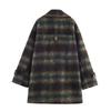 Cappotto da Donna Vintage a Quadri in Misto Lana Invernale Vestibilità Larga Lunghezza Media Monopetto Capospalla