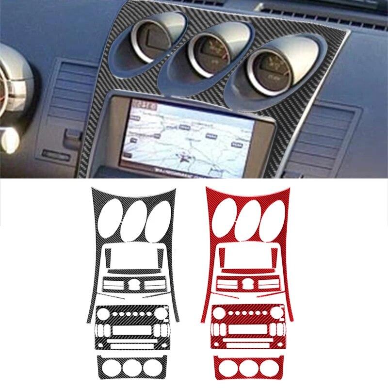 

Углеродное волокно для Nissan 350z Z33 2006-2009 автомобиля, внутренняя центральная панель управления, отделка кондиционера, навигационная крышка, наклейка Type B(red)