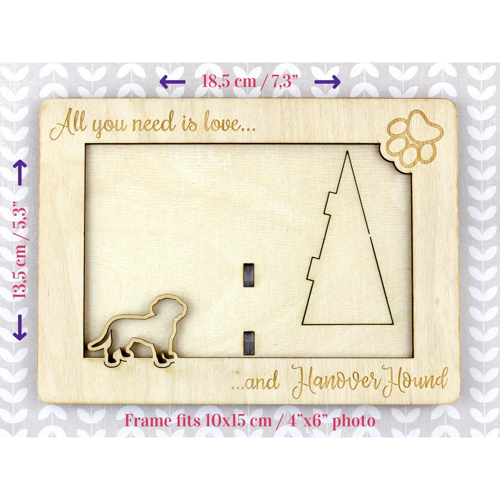 Hanoverian Hound, Hanover Hound, Hanoverian Scenthound – Photo frame, engraved wooden frame | Art-Dog
