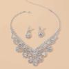 Bridal Jewelry Set Chain Claw Chain Rhinestone Necklace Earrings Set Dinner Dress Clavicle Chain Women'S Xiaoxiangfeng