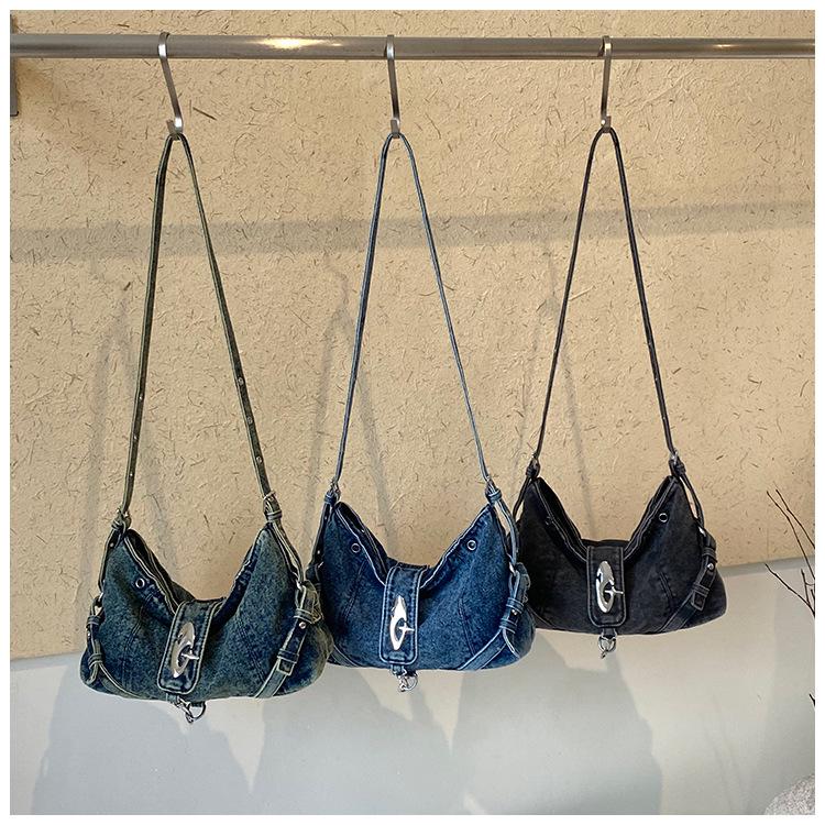 2026 Trendy Retro Denim Crossbody Bag - Large Capacity for Commuting or School