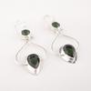 Natural Green Tourmaline Gemstone 925 Sterling Silver Handcrafted Earrings 2.07" EE-170-8
