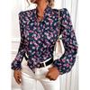 Floral Print Tie Front Blouse, Elegant Long Sleeve Blouse For Spring & Fall, Women's Clothing