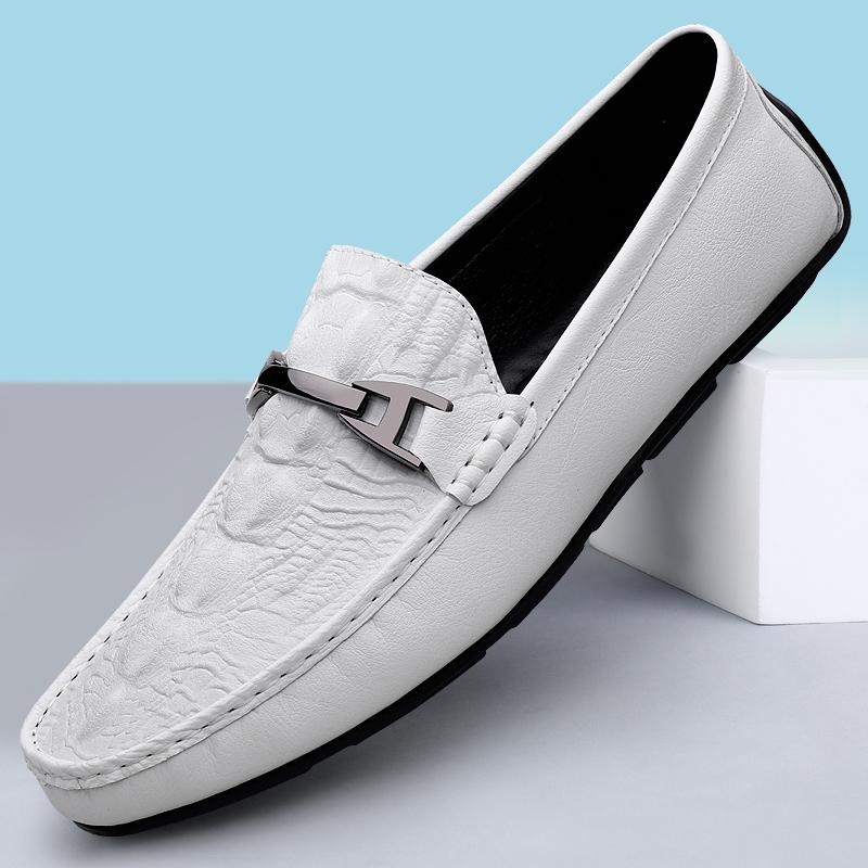 

Удобная классическая мужская обувь для свадьбы 2024 года, модные мужские туфли для вождения без застежек, новое поступление, легкая повседневная мужская обувь 44 белый