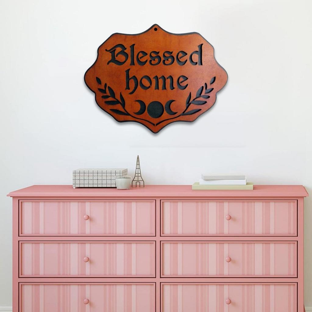 1ks Požehnaný domov Dřevěné nástěnné umění - Dekorace do obývacího pokoje a ložnice ve stylu farmhouse, Promyšlený dárek k kolaudaci a svatbě