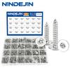 NINDEJIN Cross Recesse Round Washer Head Screw Set Carbon Steel M3 M3.5 M4 PWA Phillips Self Tapping Screw Assortment Kit