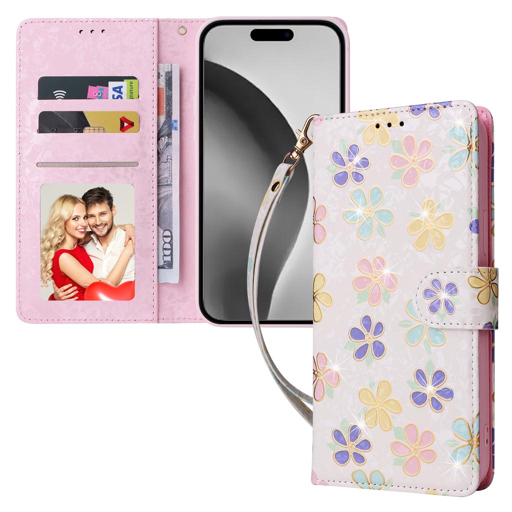 For iPhone 16 Pro Max Cell Phone Case Lacquered RFID Blocking PU Leather Cover