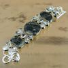 Natural Bumble Bee Jasper Gemstone Chain Black Adjustable Bracelet 925 Silver