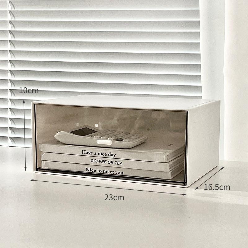 Desktop Storage Box Transparent Drawer Stationery Cosmetics Organizer Student Pen Holder Sundries Office Storage Rack