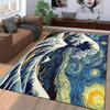 Artistic Rug with Waves and Starry Sky Design Suitable for use as an anti-slip game mat for living room and bedroom sofas