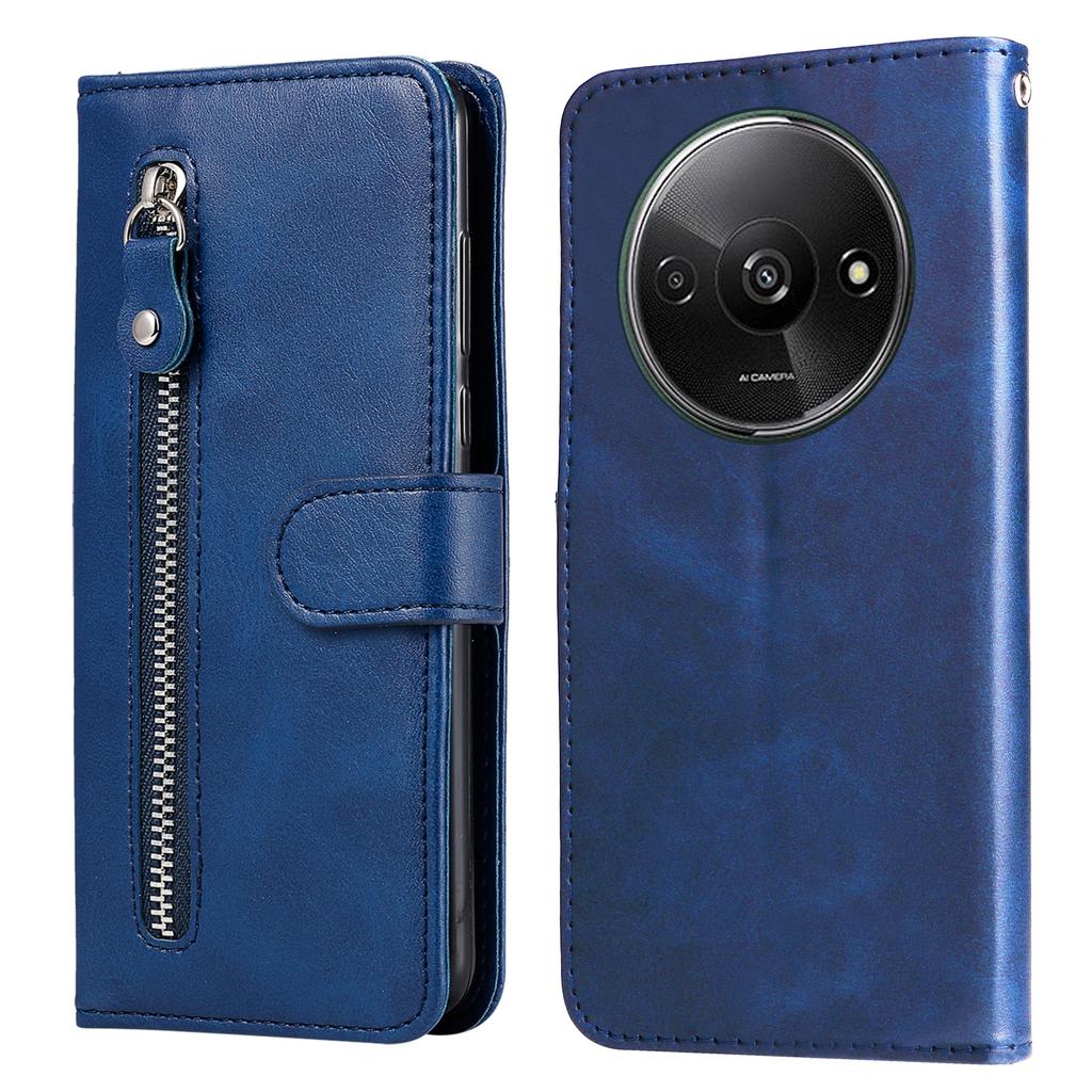 For Xiaomi Redmi A3/Poco C61 4G Magnetic Case Zipper Pocket Phone Cover with Calf Texture