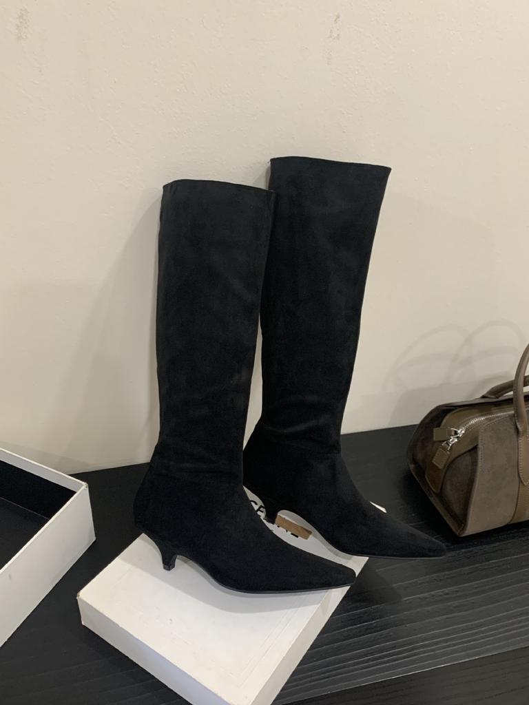 666-5~ French Pointed But Knee Boots Women's Boots New Tall Stacking Boots In Autumn and Winter 2025