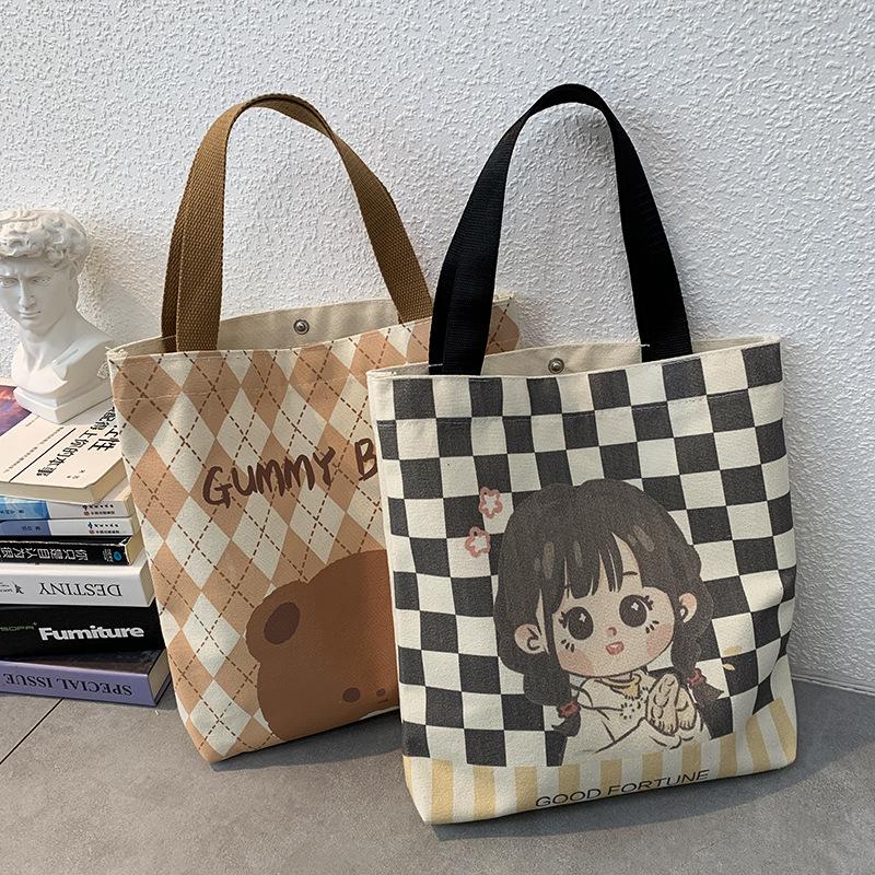 Damen Canvas Tasche Handtasche Bento Tasche Literarisch Niedlich Mommy Bag Für Unterwegs Handtasche