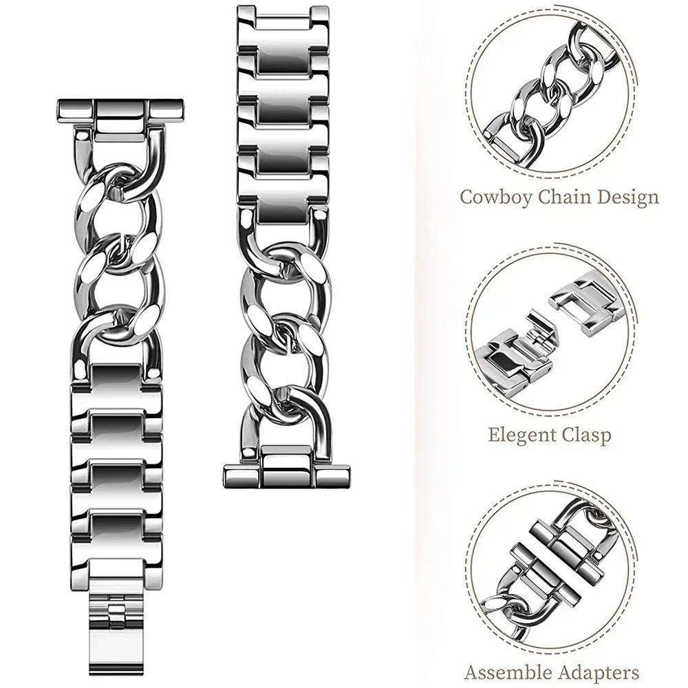 Metal Chain Bracelet For Samsung Galaxy Watch 4 5 6 40mm 44mm 4 6 Classic 42mm 46mm 43/47mm For Huawei GT3 GT4 Amazfit GTS 20mm