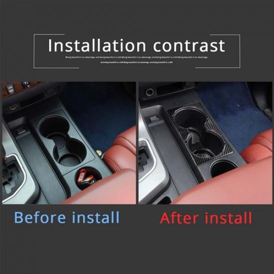 Carbon Fiber Front Water Cup Holder Panel Cover Trim For Toyota Tundra 2007-2013