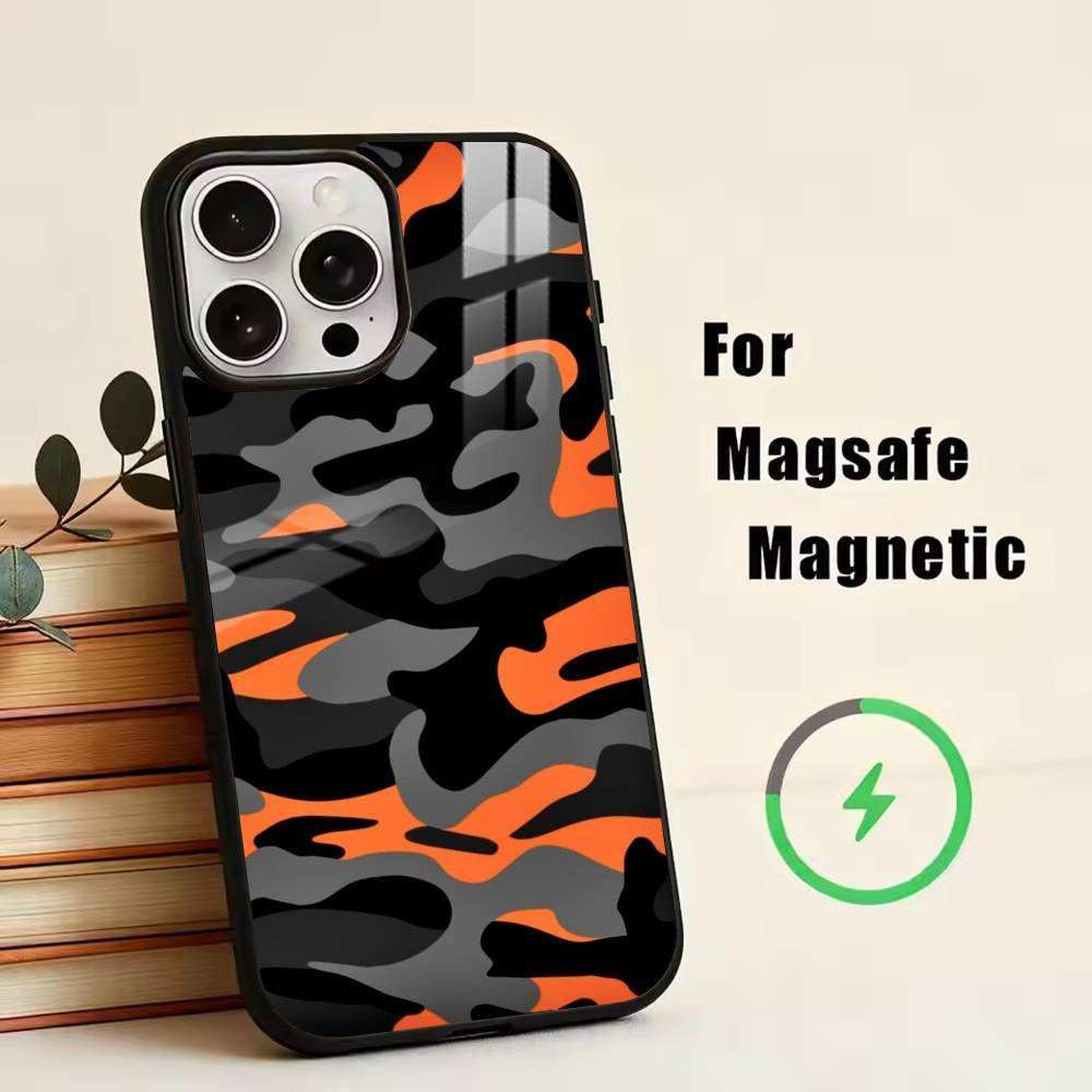 Fashion C-Camouflage Phone Case For iPhone17,16,15,14,13,12,11 Plus,Pro Magnetic For Magsafe Wireless Charging