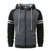 Mens Full Zip Hoodies Striped Color Block Casual Hooded Sweatshirts With Pockets Fashion Patchwork Jackets Outwear