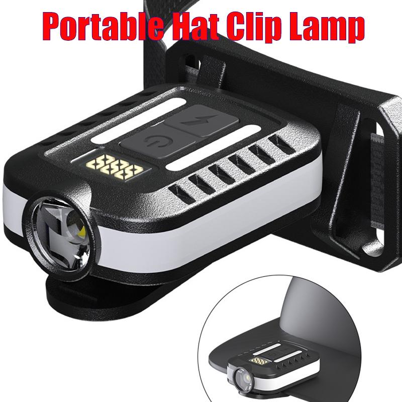 Bright Cap Clip Lamp Portable Warning Headlamps Rechargeable COB Night Running Camping Hiking Fishing Headlight with Side Light