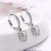 Quality Korean Rhinestone Leaf Hoop Earrings - Zirconia Inlaid Light Luxury