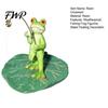 Pond Water Surface Decor Floating Frog Statue, Lotus Leaf Fishing Figurine, Cute Resin Miniature Statue Ornament for Fish Tank Aquarium Garden